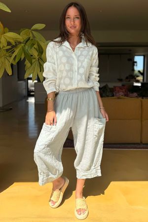 Made in Italy Pure Linen Classic 7/8 Pull On Pant Dove